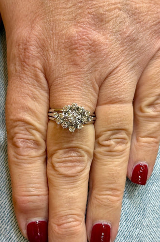 Bague 57 Bague ancienne en or blanc et diamants 58 Facettes 13367