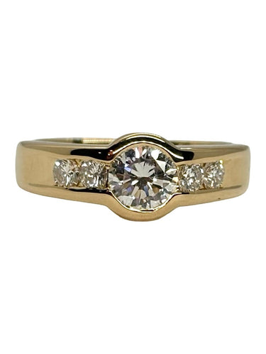 Bague solitaire en or jaune 18k, diamants 1 ct 58 Facettes 2407