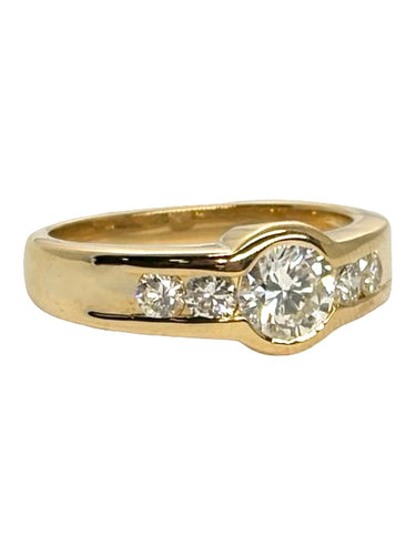 Bague solitaire en or jaune 18k, diamants 1 ct 58 Facettes 2407