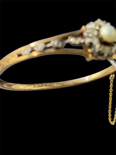 Bracelet viennois avec perle et diamants, fin du XIXe siècle 58 Facettes