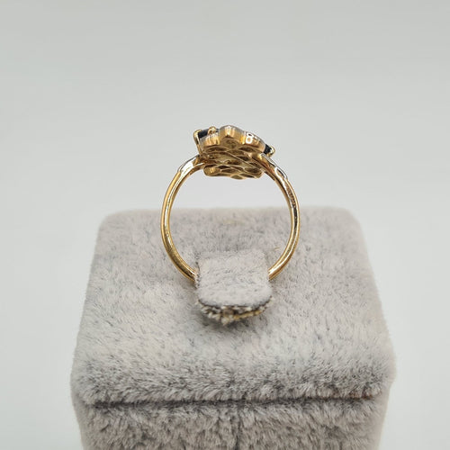 Bague en or jaune 18k avec diamants et saphir 58 Facettes #4469