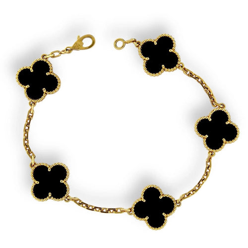 Van Cleef & Arpels Alhambra - Bracelet 5 motifs en or jaune 18k et onyx 58 Facettes 2648