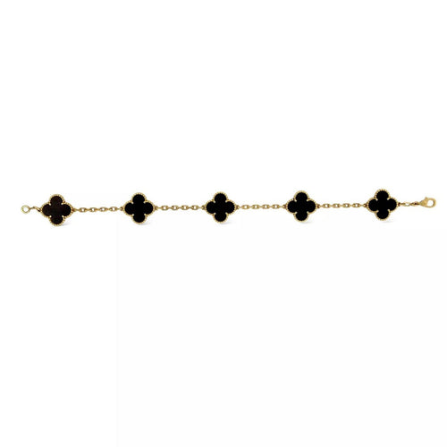 Van Cleef & Arpels Alhambra - Bracelet 5 motifs en or jaune 18k et onyx 58 Facettes 2648