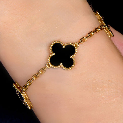 Van Cleef & Arpels Alhambra - Bracelet 5 motifs en or jaune 18k et onyx 58 Facettes 2648