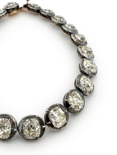 Bracelet rivière en or avec diamants taille coussin ancienne, époque victorienne 58 Facettes 615/26 B
