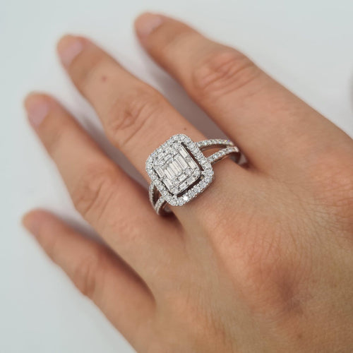 Bague en or blanc 18k avec diamants 58 Facettes #BT41