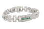 Bracelet Art déco en or blanc, émeraudes et diamants, env. 4,30 ct 58 Facettes 13446