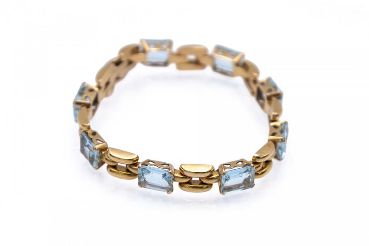 Bracelet vintage en or jaune et aigues-marines, années 1950-1960 58 Facettes 13585