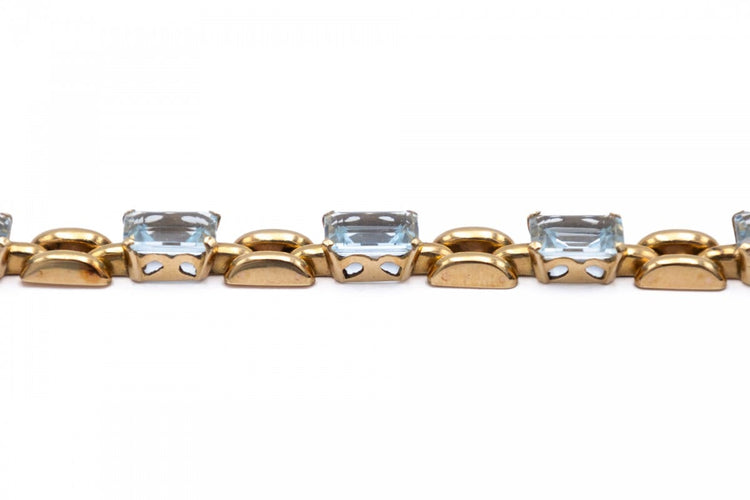 Bracelet vintage en or jaune et aigues-marines, années 1950-1960 58 Facettes 13585