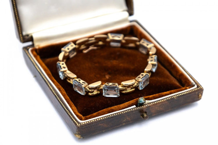 Bracelet vintage en or jaune et aigues-marines, années 1950-1960 58 Facettes 13585