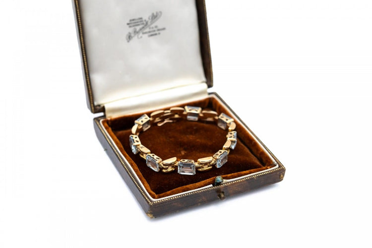 Bracelet vintage en or jaune et aigues-marines, années 1950-1960 58 Facettes 13585