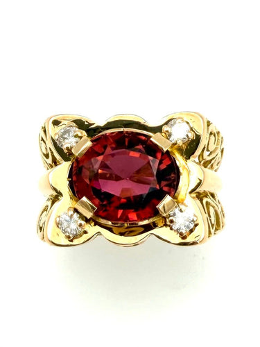 Bague 57 Bague Tank - Or rose 18k, tourmaline rose et diamants, vers 1945-1950 58 Facettes VINTAGE BG DV2609002-2