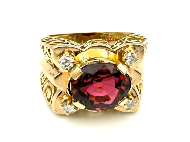 Bague 57 Bague Tank - Or rose 18k, tourmaline rose et diamants, vers 1945-1950 58 Facettes VINTAGE BG DV2609002-2