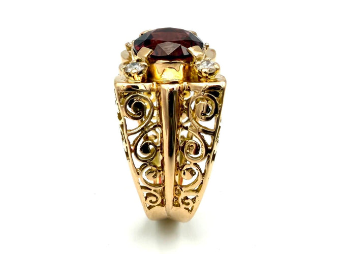 Bague 57 Bague Tank - Or rose 18k, tourmaline rose et diamants, vers 1945-1950 58 Facettes VINTAGE BG DV2609002-2