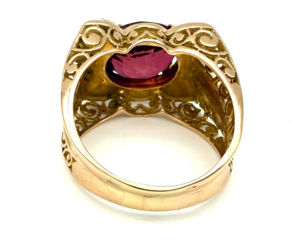 Bague 57 Bague Tank - Or rose 18k, tourmaline rose et diamants, vers 1945-1950 58 Facettes VINTAGE BG DV2609002-2