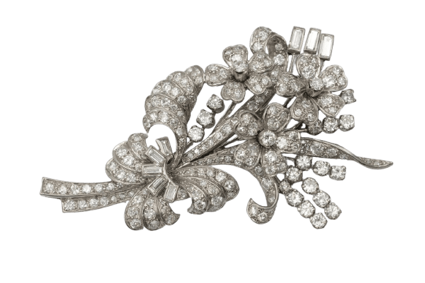 Broche Broche en or blanc 18 carats sertie de diamants, 10 ct 58 Facettes OPK01