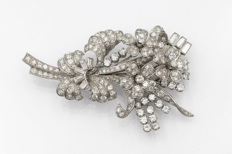 Broche Broche en or blanc 18 carats sertie de diamants, 10 ct 58 Facettes OPK01