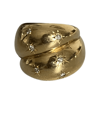 Bague 51 Bague jonc croisé en or jaune 18k avec diamants 58 Facettes LOT 6828