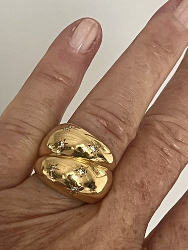 Bague 51 Bague jonc croisé en or jaune 18k avec diamants 58 Facettes LOT 6828