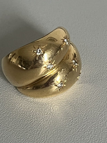 Bague 51 Bague jonc croisé en or jaune 18k avec diamants 58 Facettes LOT 6828