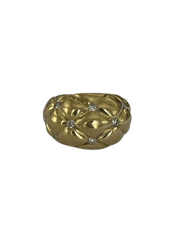 Bague 54 Bague matelassée en or jaune 18k avec diamants 58 Facettes LOT 6836