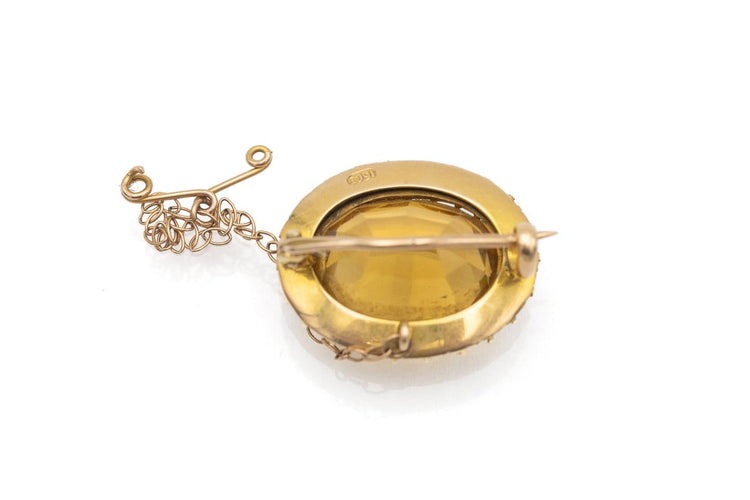 Broche Broche ancienne en or 15 carats, citrine ovale et perles 58 Facettes 13637