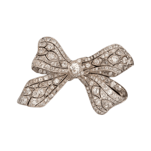 Broche Broche nœud en platine et diamants 58 Facettes LOT 6847