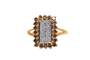 Bague 55 Bague rectangulaire en or jaune et blanc 18 carats, diamants blancs et champagne 58 Facettes 4226