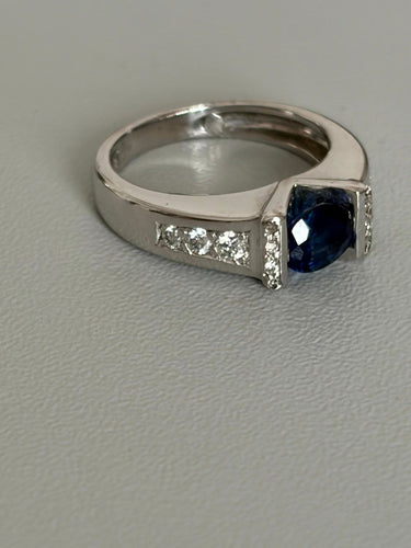 Bague 48 DAEL & GRAU - Bague en or gris 18k, saphir et diamants 58 Facettes LOT 8259
