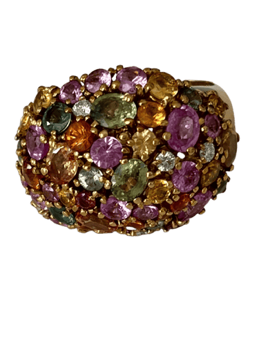 Bague 61 Tutti Frutti - Bague cocktail en or jaune 18k, topazes et diamants 58 Facettes LOT 8232