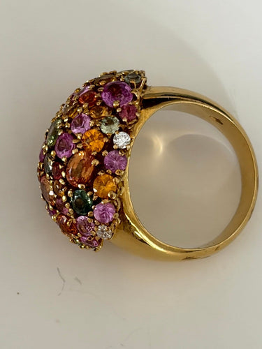 Bague 61 Tutti Frutti - Bague cocktail en or jaune 18k, topazes et diamants 58 Facettes LOT 8232