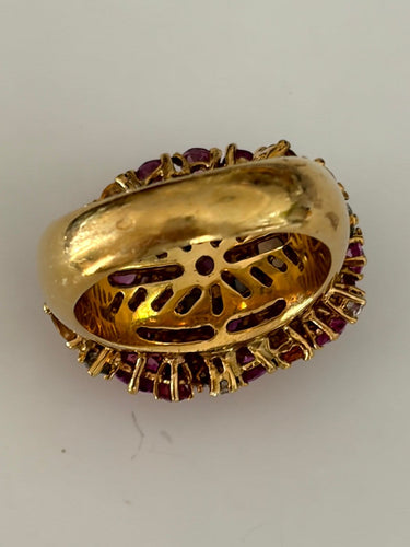 Bague 61 Tutti Frutti - Bague cocktail en or jaune 18k, topazes et diamants 58 Facettes LOT 8232