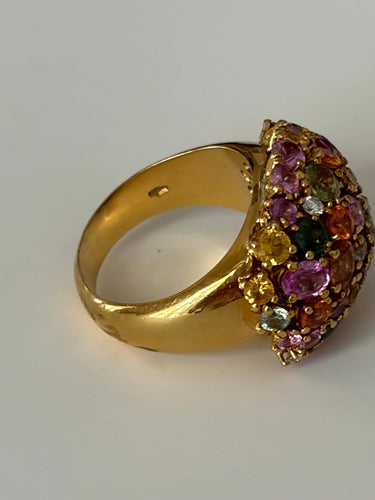 Bague 61 Tutti Frutti - Bague cocktail en or jaune 18k, topazes et diamants 58 Facettes LOT 8232