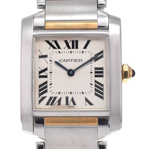 Montre Cartier - Montre Tank Française à quartz en acier inoxydable et or jaune 58 Facettes zi7q7u31g6