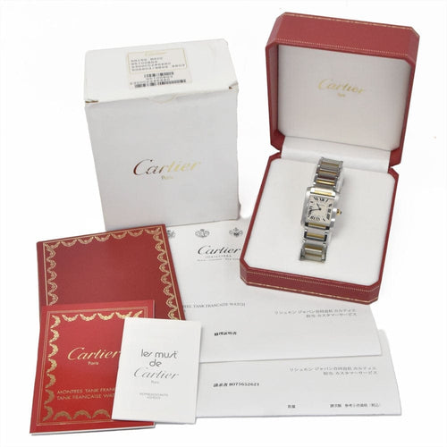 Montre Cartier - Montre Tank Française à quartz en acier inoxydable et or jaune 58 Facettes zi7q7u31g6