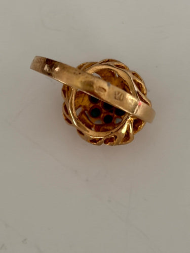 Bague 54 Bague feuillagée en or jaune 18k et turquoises 58 Facettes LOT 8234