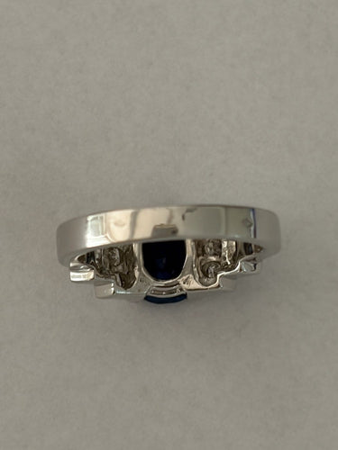 Bague 54 Bague en or gris 18k, saphir de Ceylan et diamants 58 Facettes LOT 8124