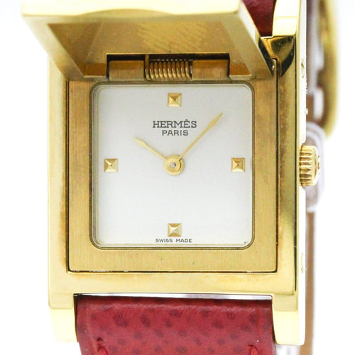 Montre Hermès - Montre Médor à quartz en métal plaqué et cuir 58 Facettes cu10ran0ue