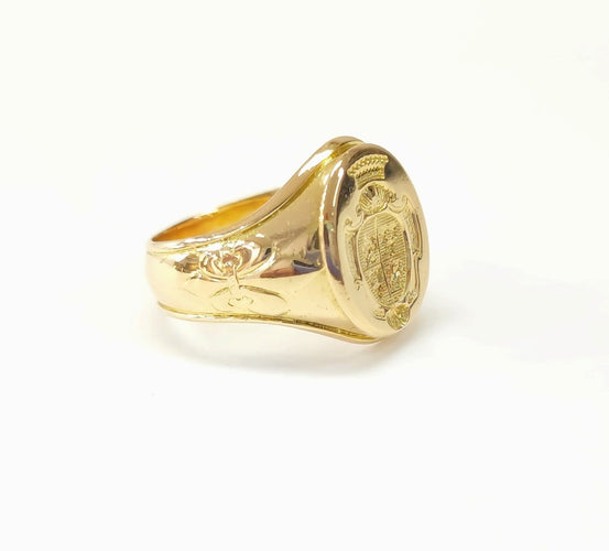 Bague 58 Chevalière en or massif 18k gravée 58 Facettes chv.lys-2432