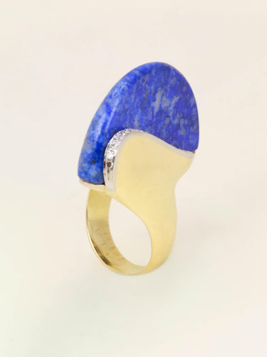 Bague 50 Bague cocktail en or jaune 18k, lapis-lazuli et diamants 58 Facettes 1CA/CAN 3