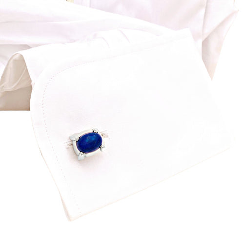 Boutons de manchette Boutons de manchette en or blanc et lapis-lazuli 58 Facettes 35927