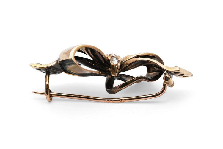 Broche Broche Art nouveau en or jaune 18 carats sertie de diamants taille rose 58 Facettes B1003
