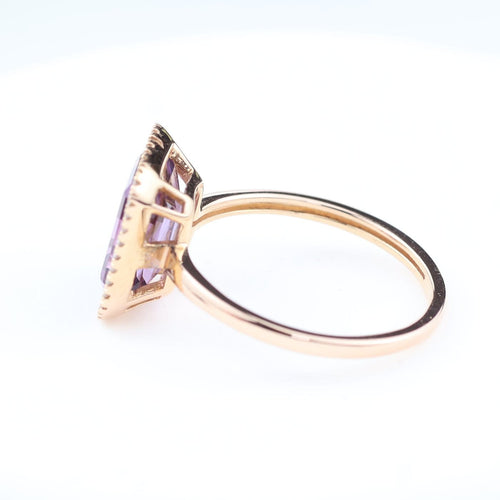 Bague 53 Bague en or rose 18 carats, améthyste 1,90 ct et 36 diamants 58 Facettes 2B-Y