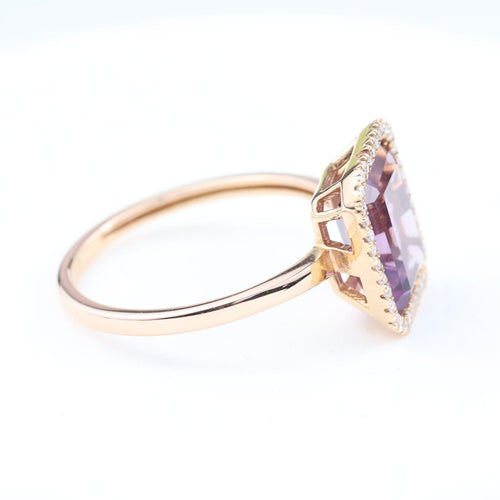 Bague 53 Bague en or rose 18 carats, améthyste 1,90 ct et 36 diamants 58 Facettes 2B-Y