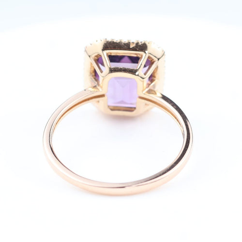 Bague 53 Bague en or rose 18 carats, améthyste 1,90 ct et 36 diamants 58 Facettes 2B-Y