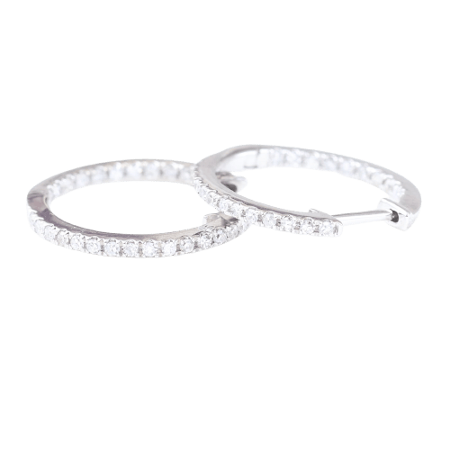 Boucles d'oreilles Boucles d’oreilles créoles en or blanc 18 carats et diamants 58 Facettes 2B-I