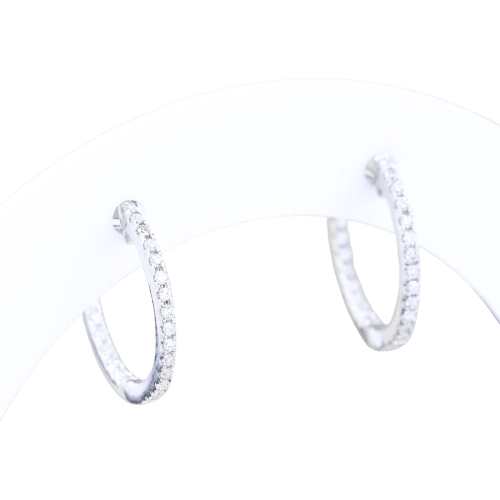 Boucles d'oreilles Boucles d’oreilles créoles en or blanc 18 carats et diamants 58 Facettes 2B-I