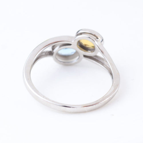 Bague 53 Bague Toi et Moi en or blanc 18k, spinelle synthétique, quartz et diamants 58 Facettes 2B-DDD