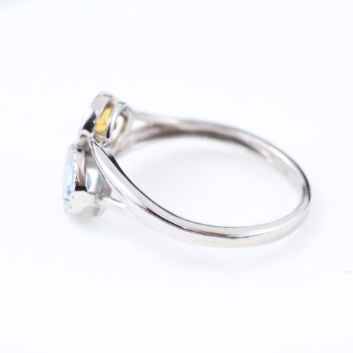 Bague 53 Bague Toi et Moi en or blanc 18k, spinelle synthétique, quartz et diamants 58 Facettes 2B-DDD