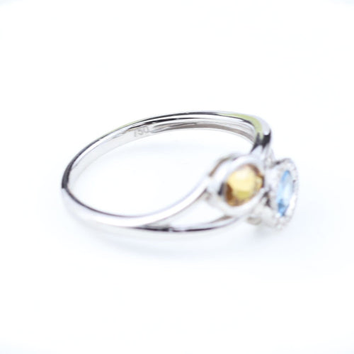 Bague 53 Bague Toi et Moi en or blanc 18k, spinelle synthétique, quartz et diamants 58 Facettes 2B-DDD
